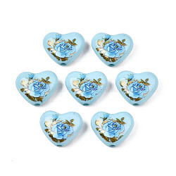 Perles acryliques opaques, cœur, bleu ciel, 16x19x8mm, Trou: 2mm