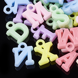 AS Plastic Charms, Mixed Letters, Mixed Color, 13~14x5~13x4mm, Hole: 2mm, about 1900pcs/500g