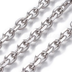 Cadenas de cable de 304 acero inoxidable, cadenas de corte de diamante, sin soldar, color acero inoxidable, 9x6.5x2mm