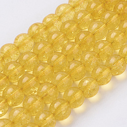 Perle sintetiche citrino fili, tondo, tinti e riscaldato, 10mm, Foro: 1 mm, circa 39pcs/filo, 15.5 pollice