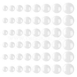 arricraft 80 Pcs Clear Glass Cabochons, 8 Sizes Flat Bottom Half Round Tiles Clear Semi Circular Crafted Cabochon Glass Beads Cabochons for Making Animal Eye Photo Cameo Pendant Jewelry 10-30mm