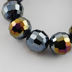 Fili di perle di vetro placcato, ab colore placcato, sfaccettato, tondo, nero, 8mm, Foro: 1 mm, circa 72pcs/filo, 21.8 pollice