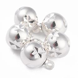Perles en laiton, Plaqué longue durée, ronde, 925 argent sterling plaqué, 10.5x7.5~8mm, Trou: 1.4mm