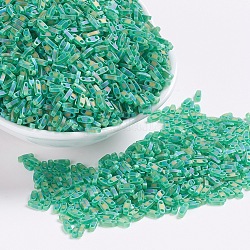 Perles miyuki quart de tila, Perles de rocaille japonais, 2-trou, (qtl146fr) vert transparent mat ab, 5x1.2x1.9mm, Trou: 0.8mm, environ 480 pcs/10 g