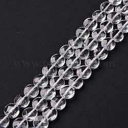 Natürlichem Quarz-Kristall-Perlen Stränge, Bergkristall, Flachrund, facettiert, 8x4.5 mm, Bohrung: 1 mm, ca. 51 Stk. / Strang, 15.94 Zoll (40.5 cm)