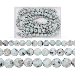 Yilisi 3 brins 3 brins de perles de jaspe sésame naturel/kiwi style, mat, ronde, 6~10.5mm, Trou: 1~1.2mm, Environ 36~63 pcs/chapelet, 15.5 pouce (39.37 cm), 1 brin/style