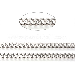 Brass Cuban Link Chains, Chunky Curb Chains, Oval, Unwelded, Long-Lasting Plated, with Spool, Real Platinum Plated, Link: 7.5x9x2mm, about 16.4 Feet(5m)/roll