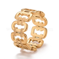 Ионное покрытие (ip) 304 прямоугольное полое кольцо из нержавеющей стали для женщин, золотые, внутренний диаметр: 16.5~18.9 мм