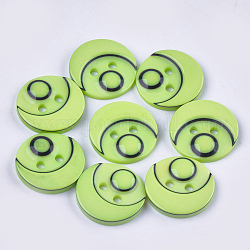 Пуговицы из смолы, 2-луночное, плоско-круглые, светло-зеленый, 15x3 мм, отверстие : 2 мм, около 1000 шт / упаковка