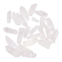 Perles de cristal de quartz naturel, pépites, forme croc, teinte, clair, 6~9x18~26mm, Trou: 0.85mm, environ 23 pcs / boîte