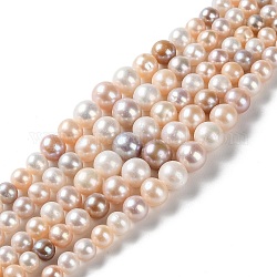 Fili di perle di perle d'acqua dolce coltivate naturali, patate sfumate, peachpuff, 3.5~8.5x3.5~11mm, Foro: 0.5 mm, circa 87pcs/filo, 16.14~16.34 pollice (41~41.5 cm)