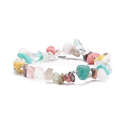 Bracelet extensible en perles de pierres précieuses mixtes naturelles et synthétiques pour femme, diamètre intérieur: 2 pouce (5 cm)