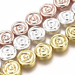 Non magnetici perle ematite sintetico fili, piatta e rotonda con rosa, colore misto, 10x3.5mm, Foro: 1 mm, circa 41pcs/filo, 16.14 pollice (41 cm)