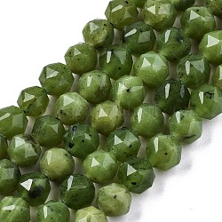 Natürliche kanadische Jade Perlen Stränge, facettiert, sternförmige runde Perlen, 6 mm, Bohrung: 0.8~0.9 mm, ca. 31~33 Stk. / Strang, 7.40 Zoll7.72 Zoll (18.8~19.6 cm)