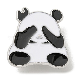 Épingles en émail panda, insigne en alliage plaqué platine pour vêtements de sac à dos, noir, 26x25.5x1.5mm
