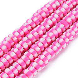 Handmade Polymer Clay Beads Strands, for DIY Jewelry Crafts Supplies, Flat Round, Honeydew, 6.8~8x3mm, Hole: 1.4mm, about 110~116pcs/strand, 15.75 inch(40cm)