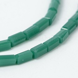Faceted Cuboid Solid Color Glass Bead Strands, Teal, 4x2mm, Hole: 0.5mm, about 100pcs/strand, 15.7 inch