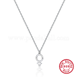 925 collane con ciondolo simbolo femminile in argento sterling da donna, collane di catene portacavi, platino, 15.35 pollice (39 cm)