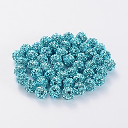 Perline palla di disco, Perline strass polimero argilla, grado a, acquamarina, PP15 (2.1~2.2mm), 14mm, Foro: 1 mm