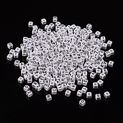 Acryl-Buchstaben-Perlen, Würfel, 6 mm in Durchmesser, ca. 2600 Stk., Bohrung: ca. 3.2 mm, 2600 Stück / 500 g