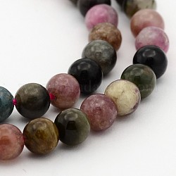 Natural Tourmaline Round Bead Strands, 6mm, Hole: 1mm, about 31pcs/strand, 8inch