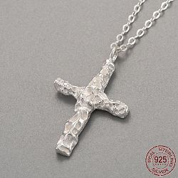 925 подвесные стерлингового серебра ожерелья, с кабельными цепями и пружинными кольцами, крестик, серебристый цвет, 15-3/4 дюйм (40 см)