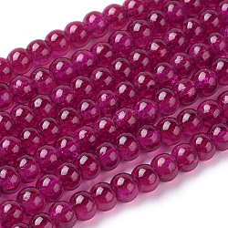 Spray Painted Crackle Glass Beads Strands, Round, Two Tone, FireBrick, 4mm, Hole: 1.1~1.3mm, about 200pcs/strand, 31.4 inch