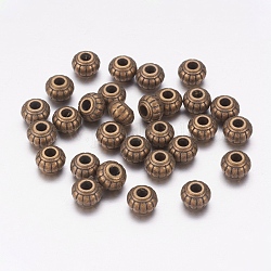 Perles en alliage de style tibétain, rondelle, sans cadmium et sans plomb, bronze antique, 6x4.5mm, Trou: 1.5mm