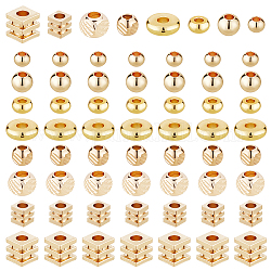 Ph pandahall 160 pieza de cuentas espaciadoras doradas 8 estilos 14k 18k disco de oro cuentas heishi cuentas espaciadoras redondas planas cubo cuentas de metal espaciadores para cuentas de arcilla heishi pulsera apilable de verano fabricación de joyas