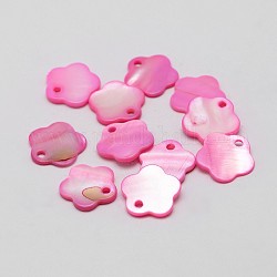 Pendenti di fiori di conchiglia tinti, rosa caldo, 13x2mm, Foro: 1 mm