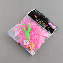 Order Luck Bag for Order Weight is 9500g~10000g, Neon Rubber Loom Bands Accessories, Hot Pink, 110x90x13mm