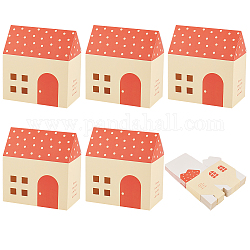 Geschenkboxen für kleine Häuser aus Papier, Süßigkeiten-Aufbewahrungskoffer für Weihnachts-, Hochzeits- und Halloween-Partyzubehör, Tomate, 11x6.5x7 cm