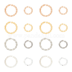 Unicraftale 64Pcs 8 Styles 304 Stainless Steel Jump Rings, Open Jump Rings, Twisted Ring, Mixed Color, 8~10x1.2~1.3mm, Inner Diameter: 5.5~8mm, 8pcs/style