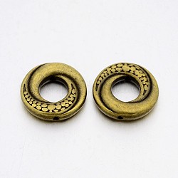 Tibetan Style Alloy Bead Frames, Cadmium Free & Lead Free, Donut, Antique Bronze, 15x2.5mm, Inner Diameter: 6mm, Hole: 1mm