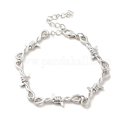 Braccialetto a catena a maglie di spine in lega, braccialetto di filo spinato punk per uomo donna, platino, 7-3/8 pollice (18.8 cm)