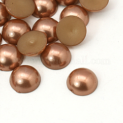 Half Round Domed Imitated Pearl Acrylic Cabochons, Camel, 4x2mm