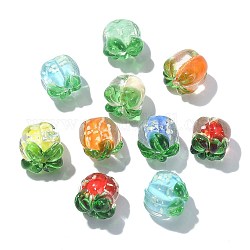 40 pièces 8 couleurs perles lumineuses au chalumeau faites à la main, kaki, couleur mixte, 13x11.5mm, Trou: 1.4mm, 5 pcs / couleur