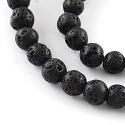 Fili di perle rotonde in pietra lavica tinta naturale, 6mm, Foro: 1 mm, circa 62pcs/filo, 15.7 pollice