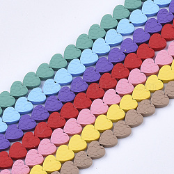 Spray Painted Non-magnetic Synthetic Hematite Beads Strands, Heart, Mixed Color, 6x6x2.5mm, Hole: 0.7mm, about 72pcs/strand, 15.94 inch(40.5cm)