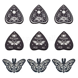 Sunnyclue 18 pz 3 pendenti acrilici opachi stampati in stile halloween, ciondoli cuore/farfalla, Modelli misti, 32.5~42.5x40.5~50.5x2.4~2.7mm, Foro: 1.6~1.8 mm, 6pcs / style