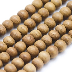 Fili di perle di legno di canfora naturale, tondo, tinto, 10mm, Foro: 1 mm, circa 39pcs/filo, 15.55 pollice (39.5 cm)