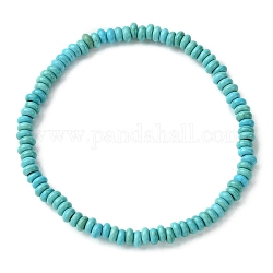 Bracelets extensibles en perles rondes plates turquoise synthétiques pour femmes, diamètre intérieur: 2-3/8 pouce (6 cm)