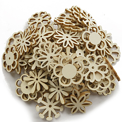 50 Stück unbehandeltes Holz, blumenförmige Ausschnitte, Blumen hängende Anhänger, Malutensilien, rauchig, 3 cm