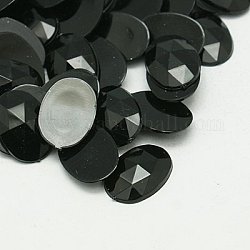 Cabochons en strass d'imitation acrylique de Taiwan, facette, dos plat ovale, noir, 18x13x4mm, environ 500 pcs / sachet 