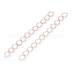 Iron Chain Extender, Curb Chains, Nickel Free, Rose Gold, 50mm, Link: 5~5.5x3.5~4x0.5mm