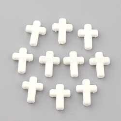 Perles acryliques opaques, croix, blanc, 16x12x4.5mm, environ 1230 pcs/500 g