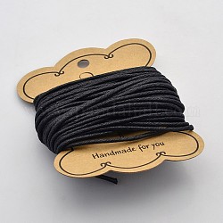Cordon de coton ciré noir, 2 mm de diamètre