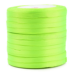 Ruban de satin à face unique, Ruban de polyester, jaune vert, 1/4 pouce (6 mm), environ 25yards / rouleau (22.86m / rouleau), 10 rouleaux / groupe, 250yards / groupe (228.6m / groupe)