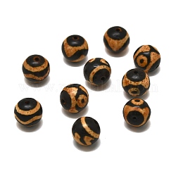 Perles de style tibétain, Perles d'agate naturelles, teinte, ronde, Modèles mixtes, 9.5~10.5mm, Trou: 1.4~1.6mm