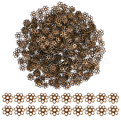 Tappi di perline di ferro dicosmetico 1000 pz, fiore, multi-petalo, bronzo antico, 6x1mm, Foro: 1 mm